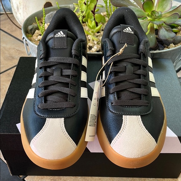 Adidas Black and White Skate Sneakers with Gum Sole - Picture 4 of 8